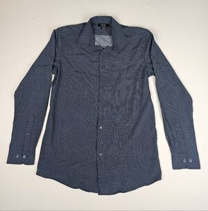Jones New York Dark Blue Geometric Shirt